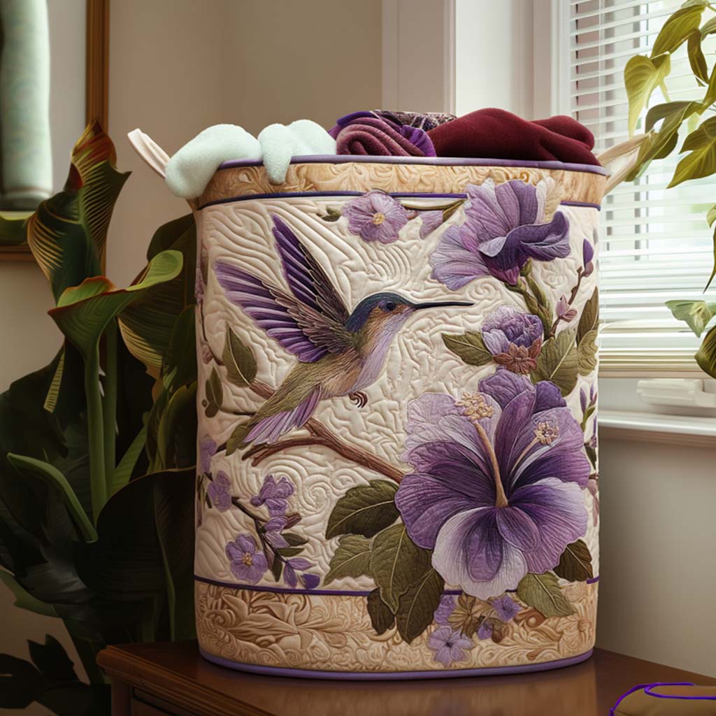 Graceful Hummingbird Quilted Laundry Basket NCU0NNT1416