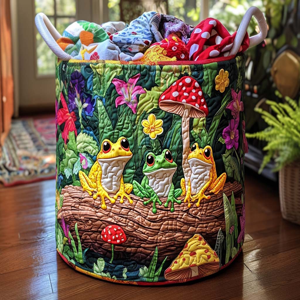 Happy Frogs Quilted Laundry Basket NCU0NNT1614