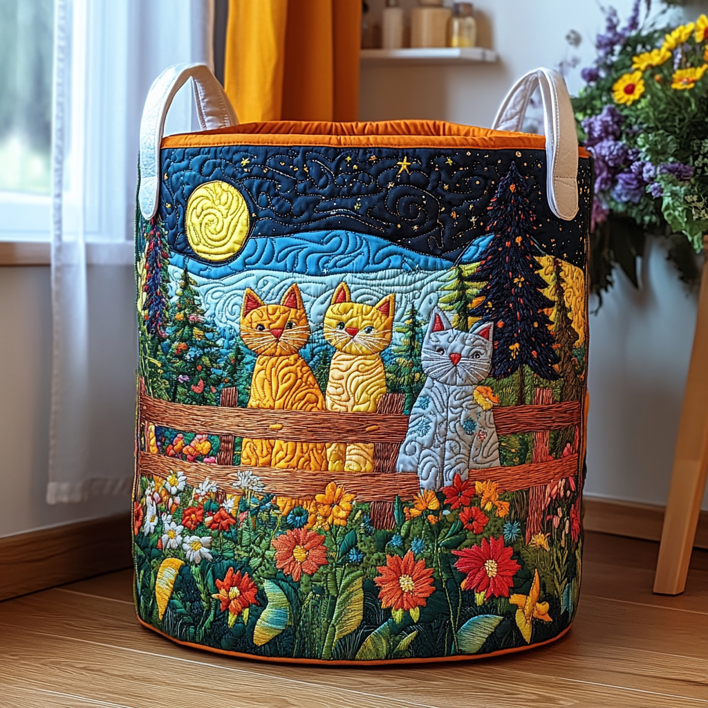 Cat Quilted Laundry Basket NCU0QN017