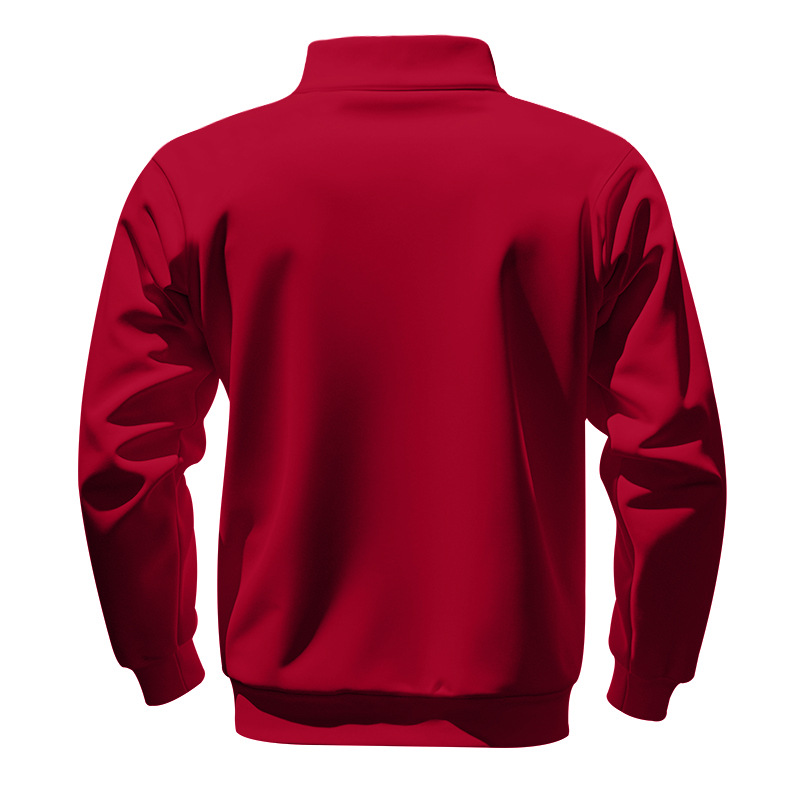 Men's Zip-Up Loose Stand Collar Pullover Sweatshirt