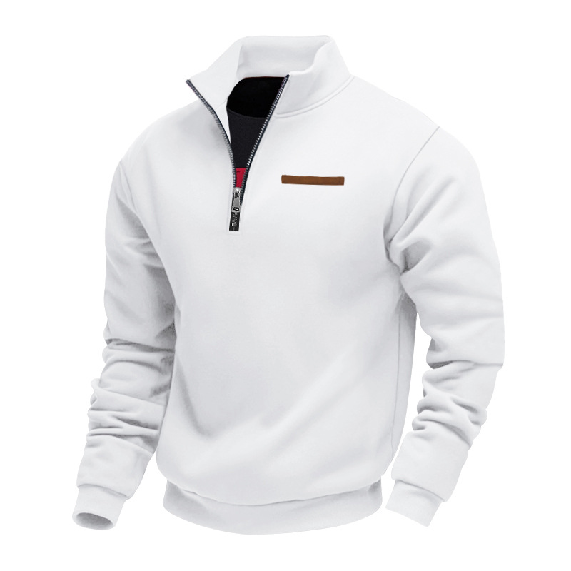 Men's Zip-Up Loose Stand Collar Pullover Sweatshirt