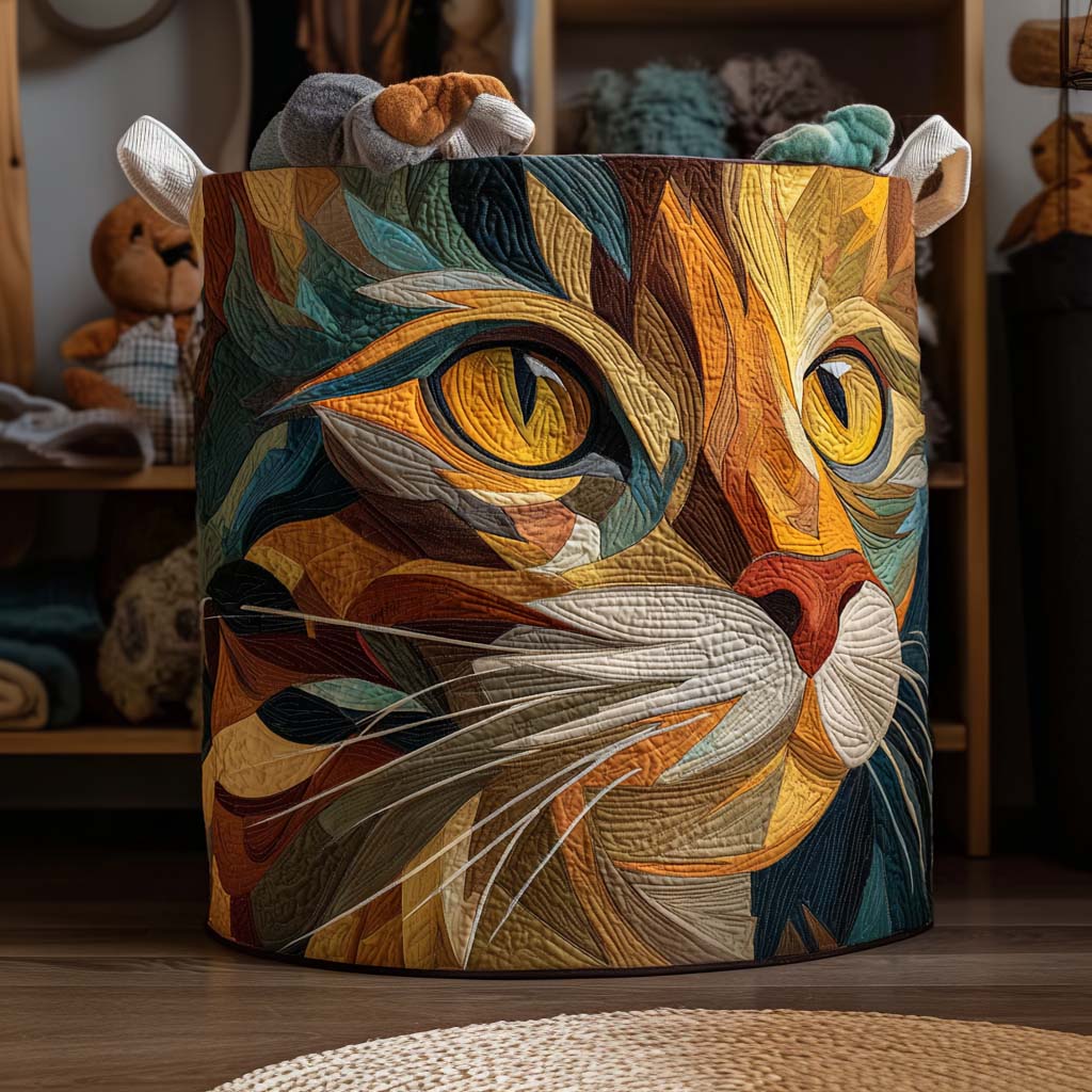 Patchwork Cat Quilted Laundry Basket NCU0NNT1844