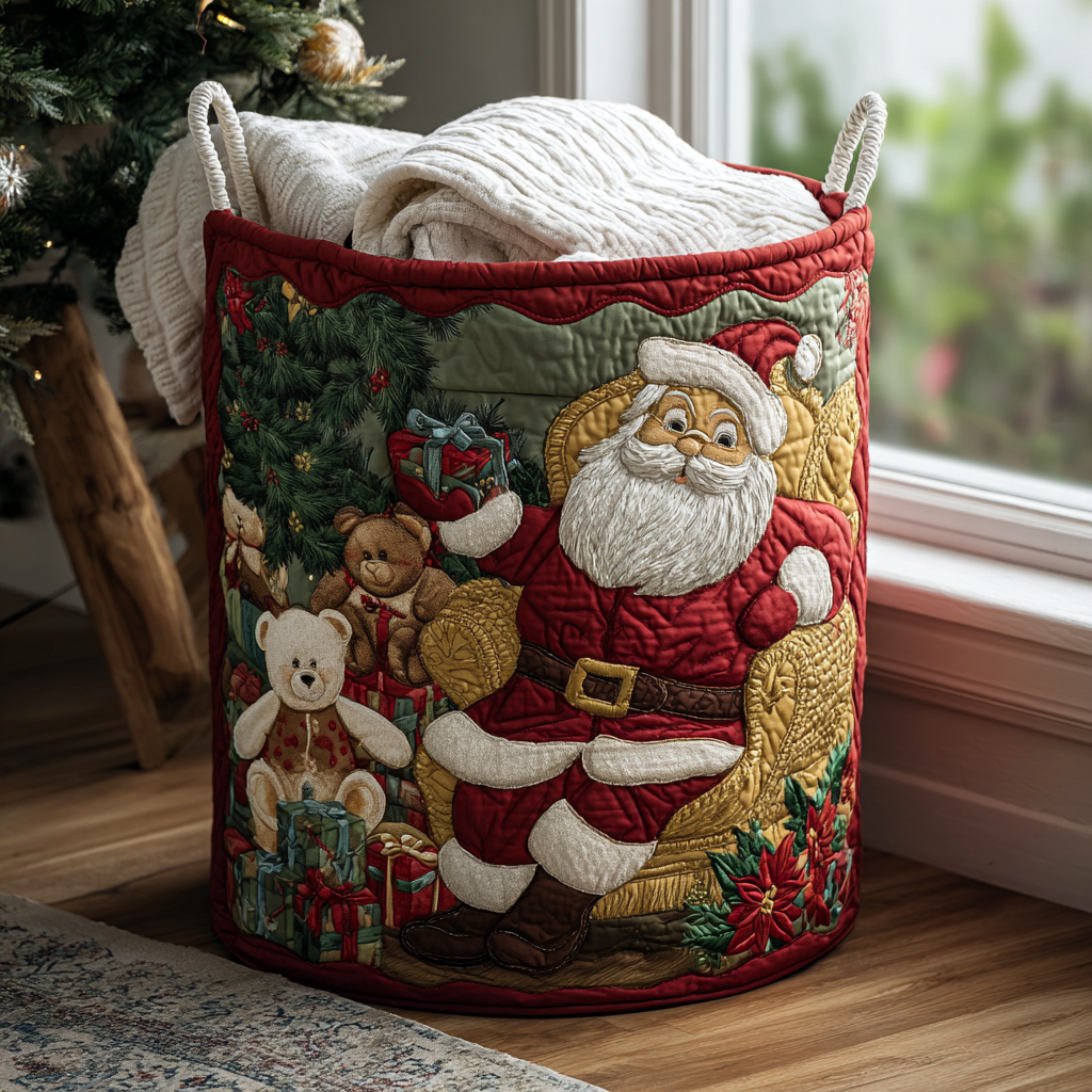 Santa Quilted Laundry Basket NCU0QN058