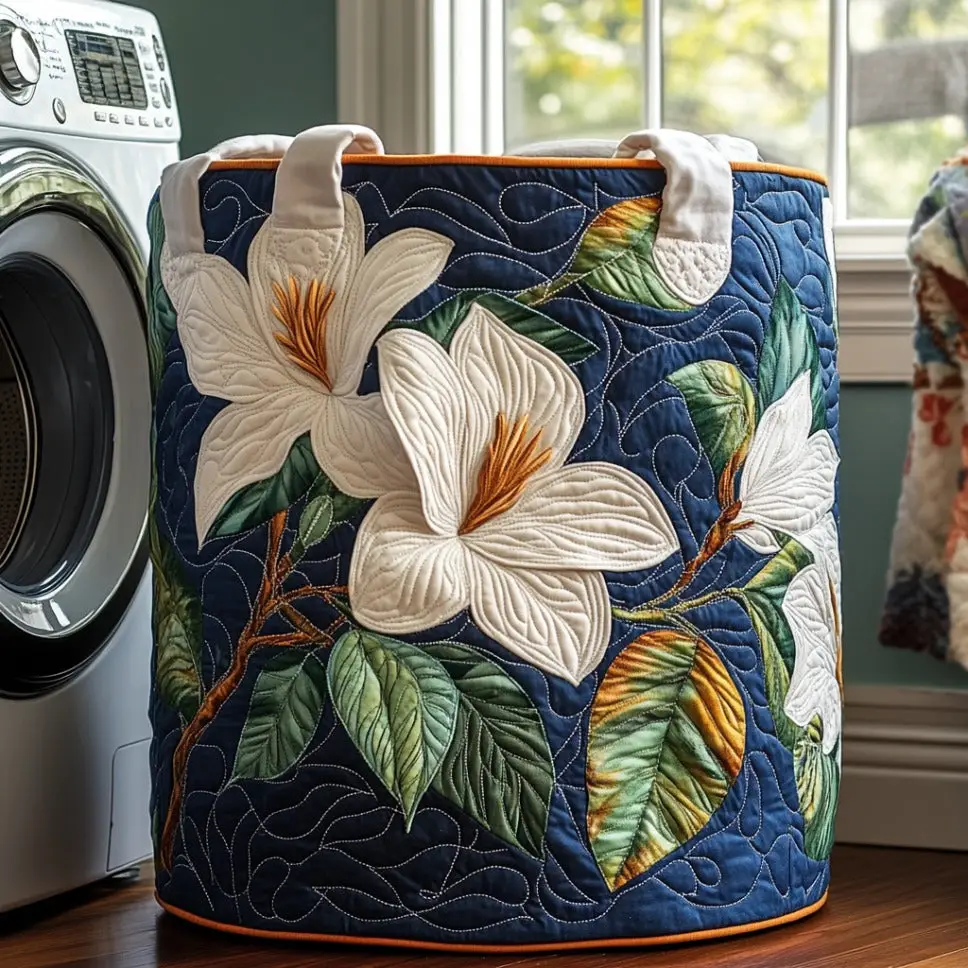 ⚠️Only a Few Left --Artistic Vintage Fashion Illustrated Embroidered Quilted Laundry Basket