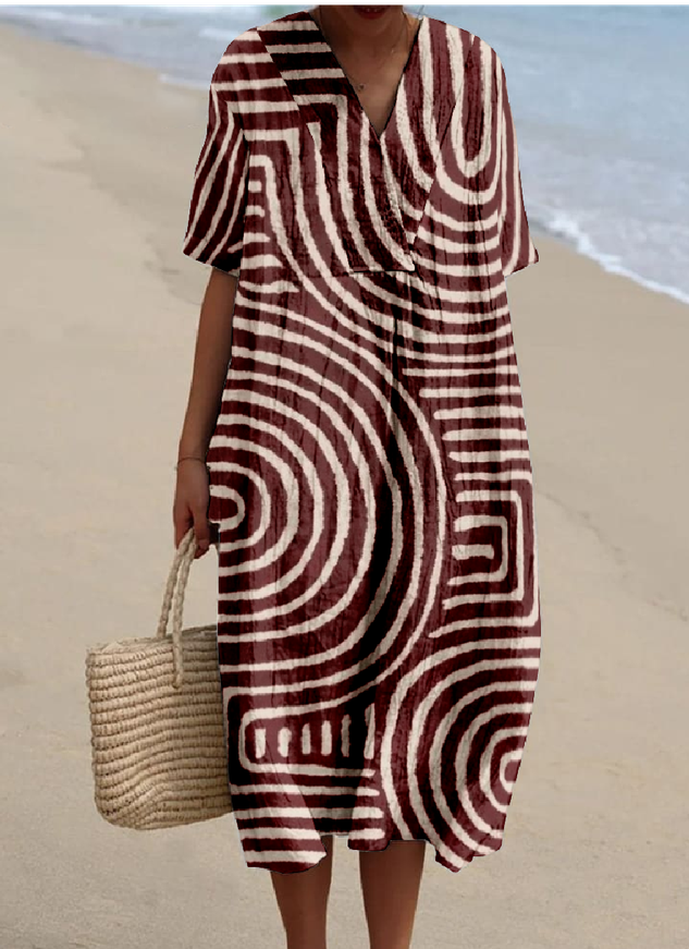 Striped Cotton-Blend Casual Dress