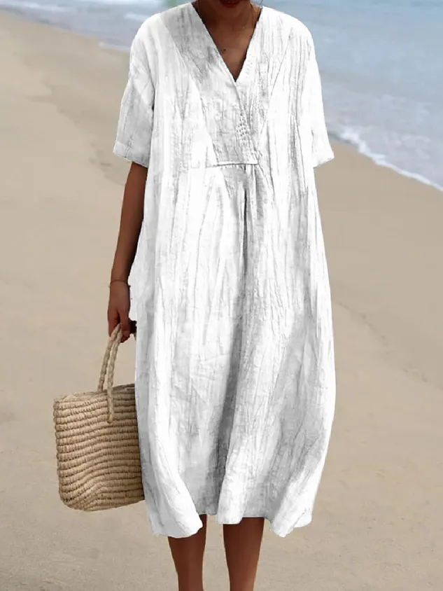 Vintage Plain Loose Dress