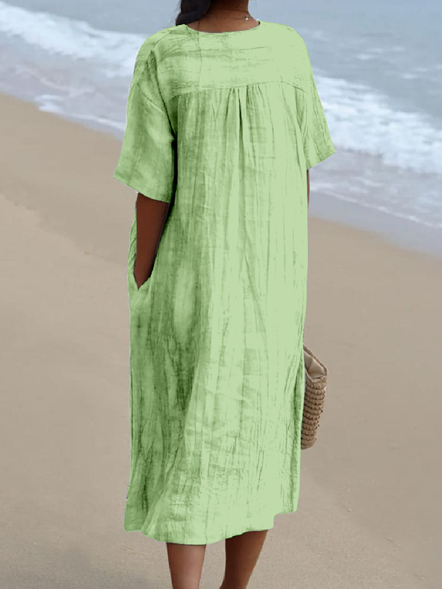 Vintage Plain Loose Dress