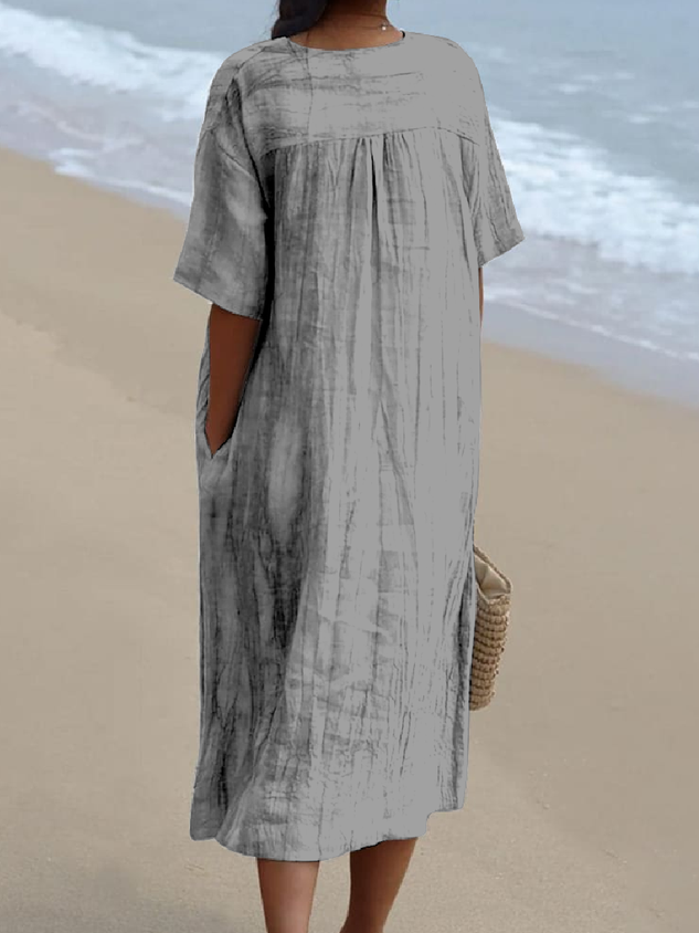 Vintage Plain Loose Dress