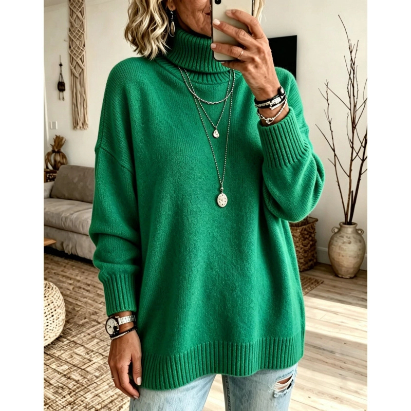 Casual Soft Turtleneck Sweater Top