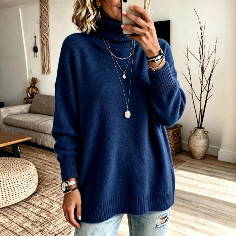 Casual Soft Turtleneck Sweater Top
