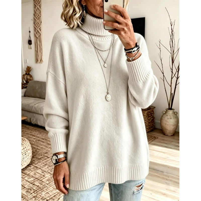 Casual Soft Turtleneck Sweater Top