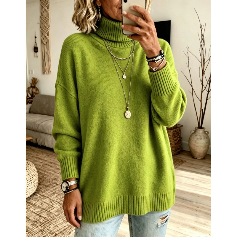 Casual Soft Turtleneck Sweater Top