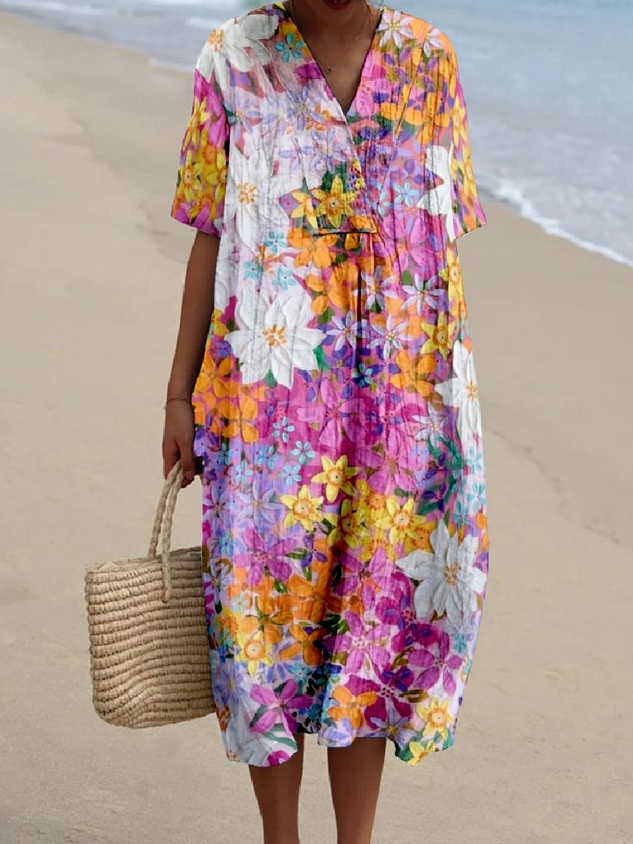 Vintage Tropical Loose Dress