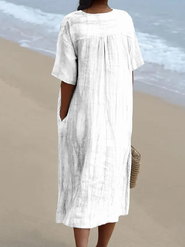 Vintage Plain Loose Dress