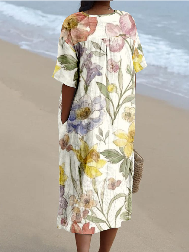 Vintage Cotton-Blend Tropical Dress