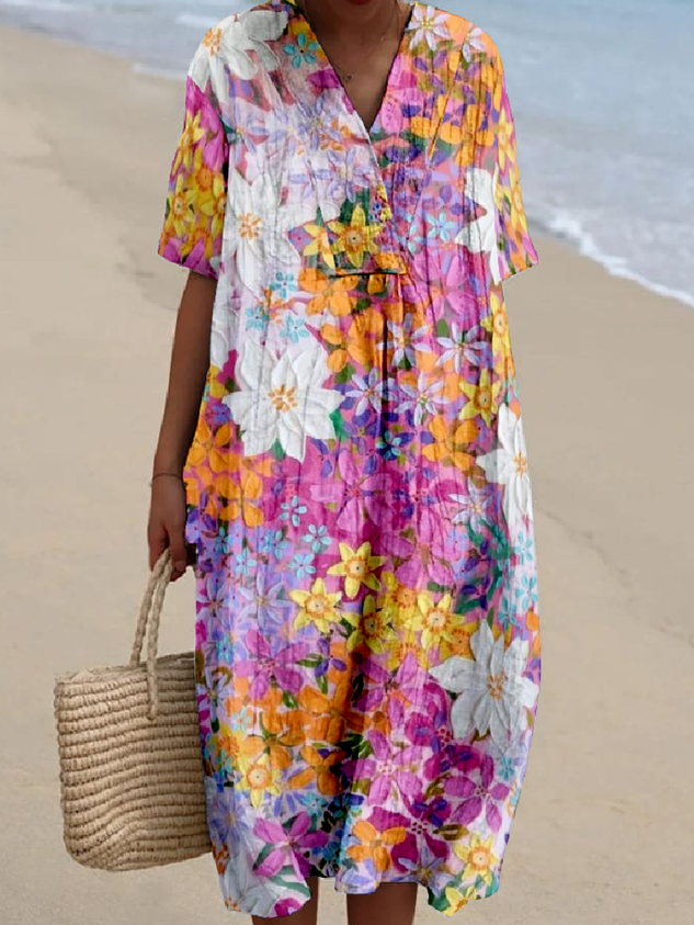Vintage Tropical Loose Dress