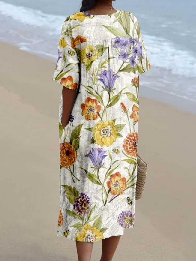 Vintage Cotton-Blend Tropical Dress