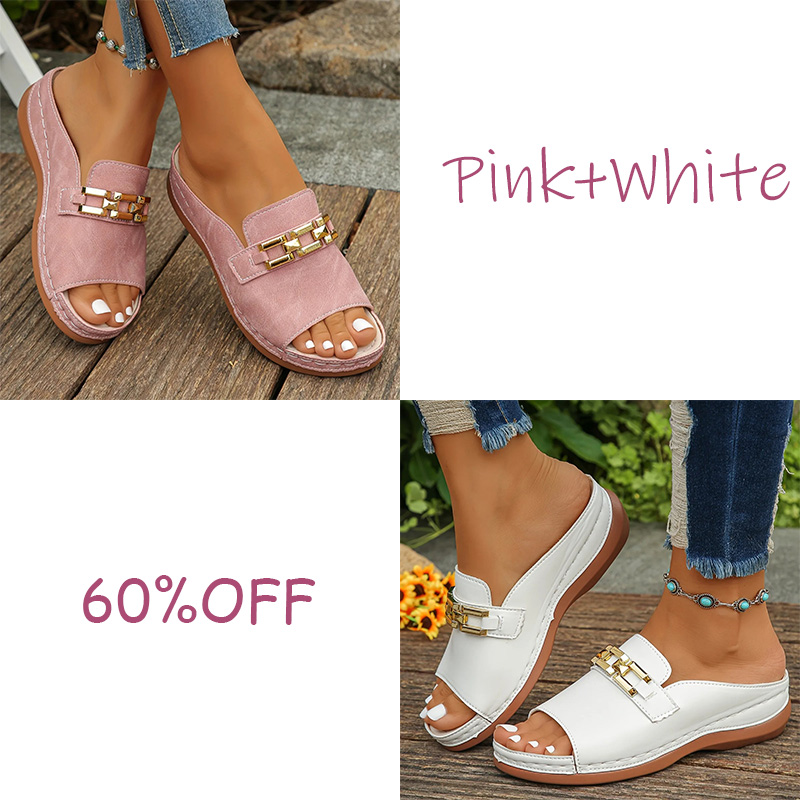 🎁 Last Day Special: 70% OFF 🎁Newly upgraded women's wedge-heeled platform orthotic slippers