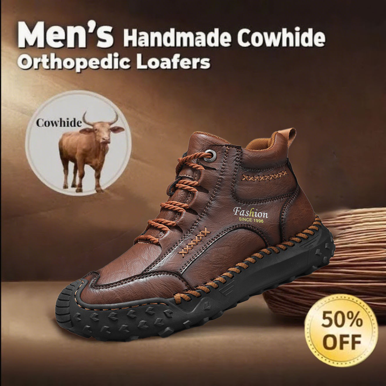 🔥Hot-selling recommendations 50% off today only🔥Men's genuine leather non-slip corrective shoes to relieve walking pain