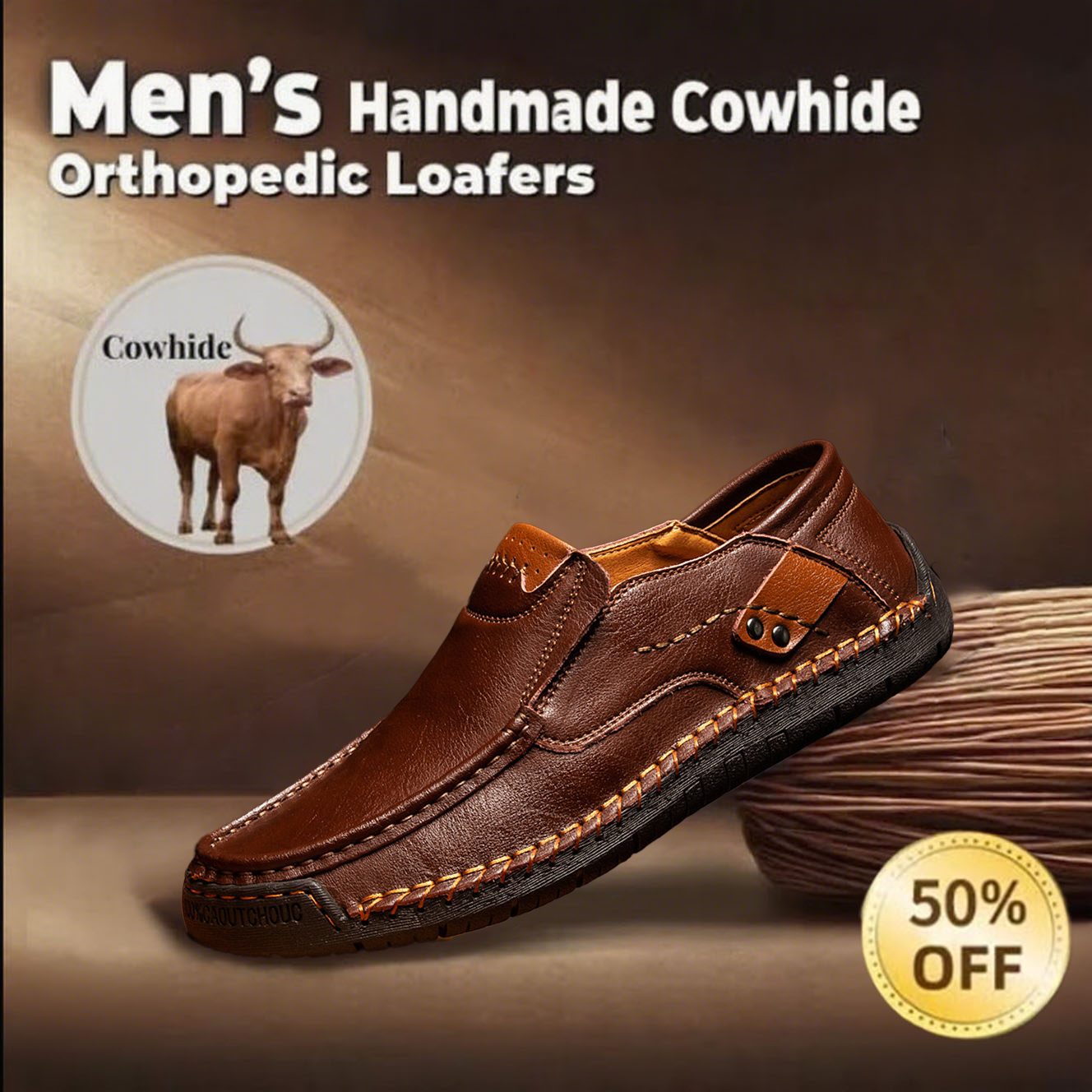 ⏰ 70% off - 2025 Newest  🔥 Men's Handmade Genuine Leather Slip-On Loafers