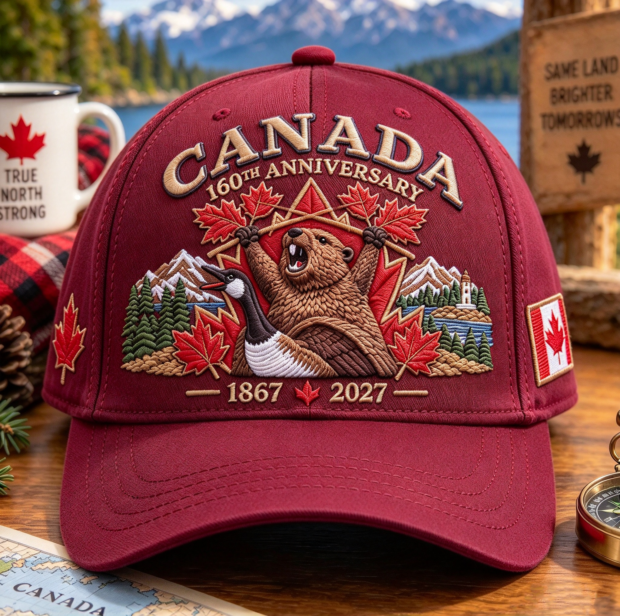 🔥🍁 Canada 160th Anniversary 1867–2027 - Premium Printed Heritage Cap Polyester • Detailed Printed • Comfortable Fit