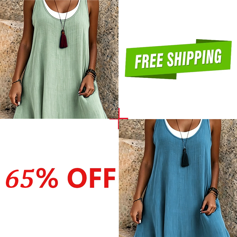 🔥HOT SALE✨ Faux Two-Piece Sleeveless Dress, Soft & Breathable, Loose Fit S-3XL👗