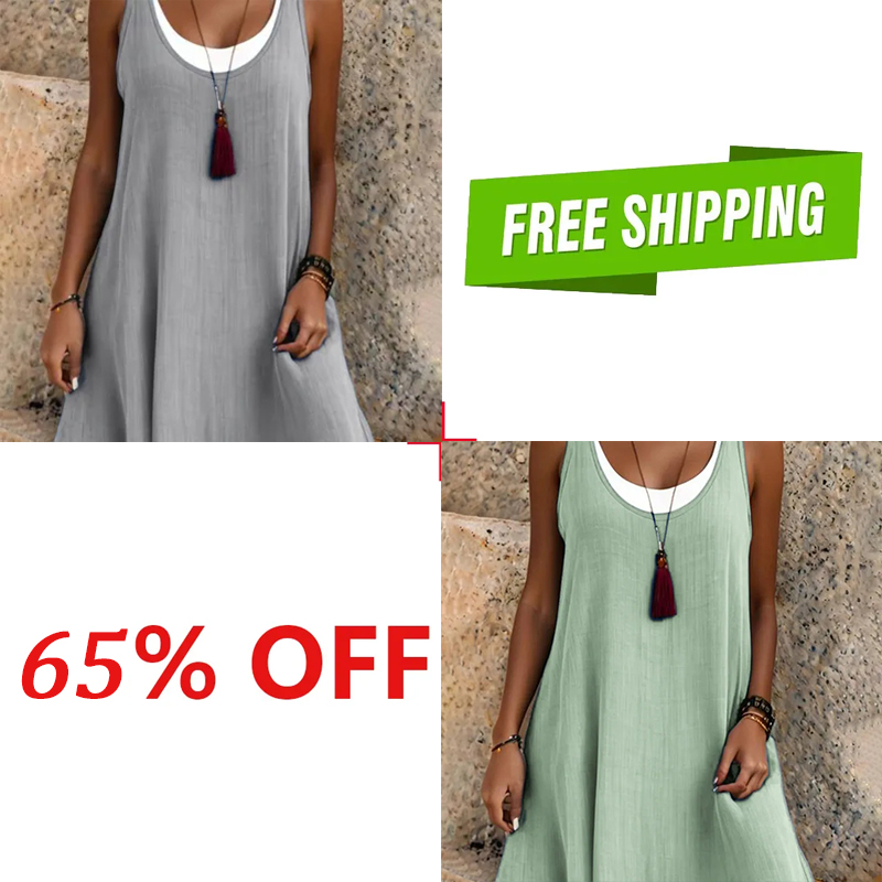 🔥HOT SALE✨ Faux Two-Piece Sleeveless Dress, Soft & Breathable, Loose Fit S-3XL👗