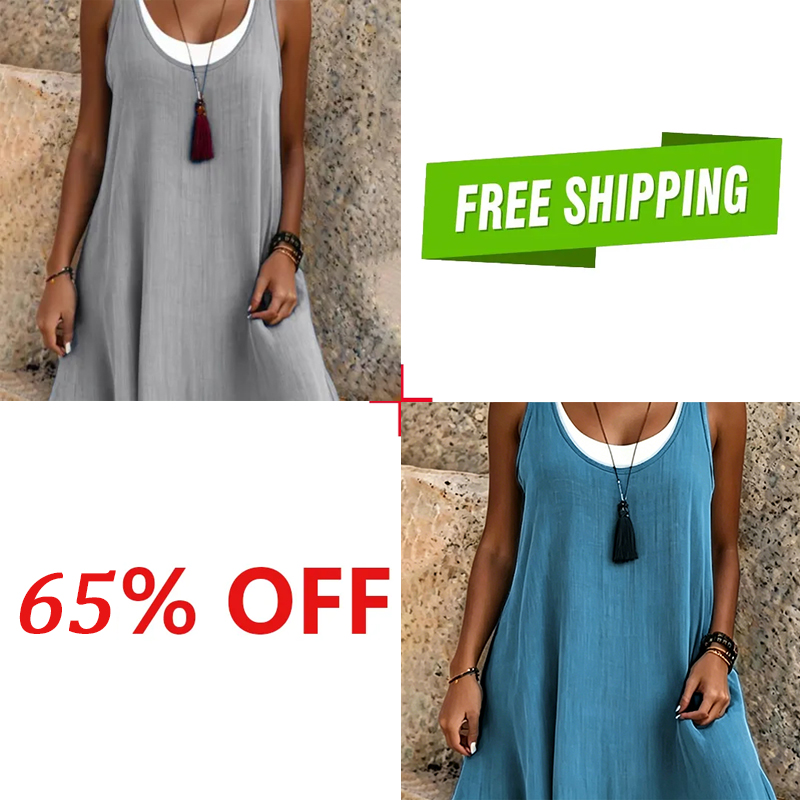 🔥HOT SALE✨ Faux Two-Piece Sleeveless Dress, Soft & Breathable, Loose Fit S-3XL👗