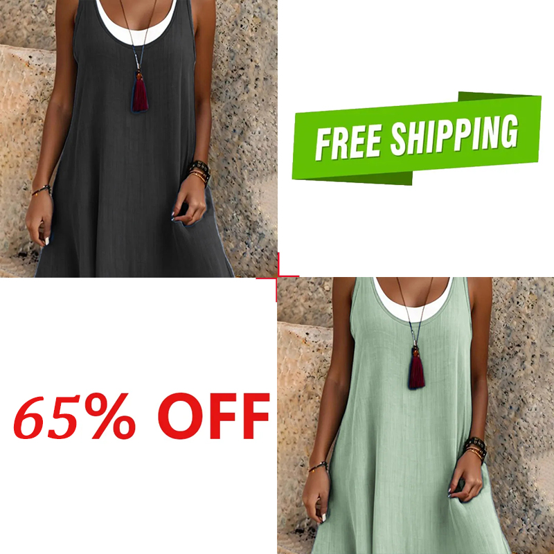 🔥HOT SALE✨ Faux Two-Piece Sleeveless Dress, Soft & Breathable, Loose Fit S-3XL👗