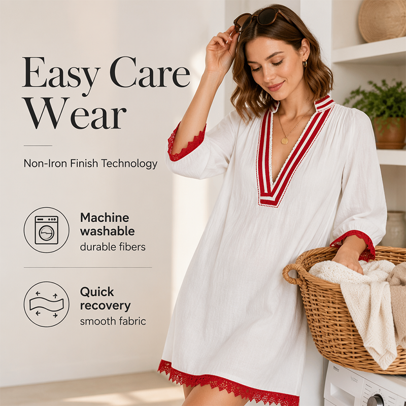 Women's V-Neck Loose Cotton Linen Dress