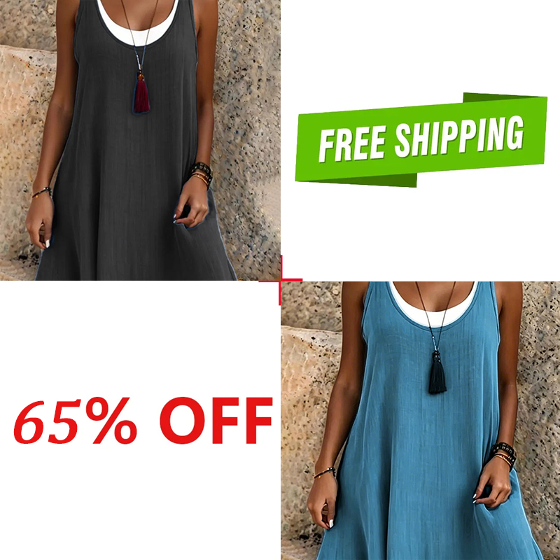 🔥HOT SALE✨ Faux Two-Piece Sleeveless Dress, Soft & Breathable, Loose Fit S-3XL👗