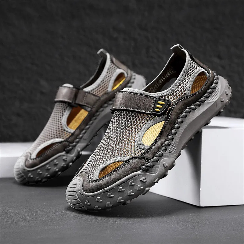 ⏰Last Day! 60% OFF 🔥Men's Handmade Cowhide Breathable Mesh Sandals