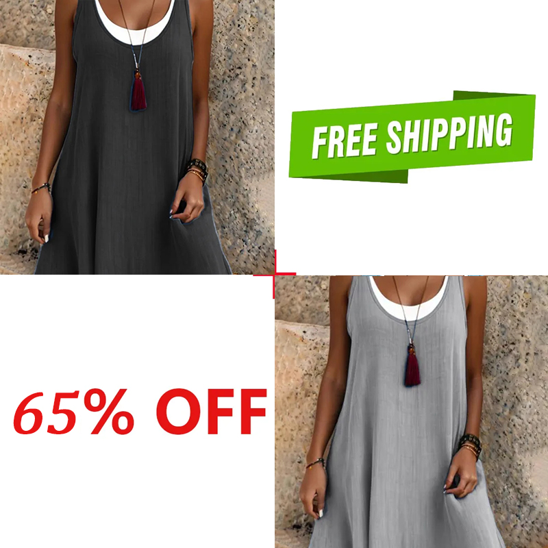 🔥HOT SALE✨ Faux Two-Piece Sleeveless Dress, Soft & Breathable, Loose Fit S-3XL👗