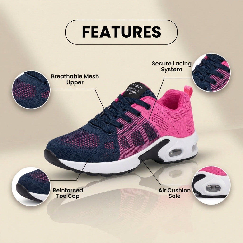 Women's Orthopedic Mesh Athletic Sneakers - Gradient Color & Air Cushion Sole