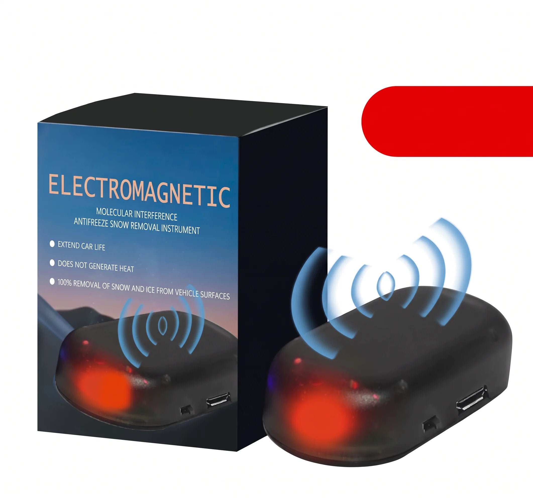 Electromagnetic device for molecular interference for vehicles – for de-icing and snow removal