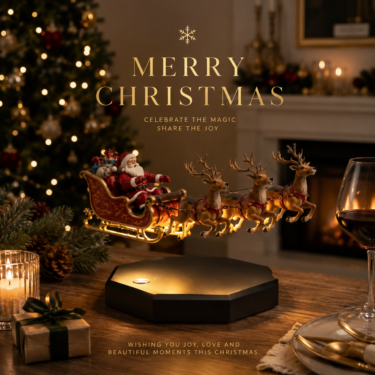 🎅 Santa's Flying Sleigh ✨ Magical Christmas Holiday Decoration