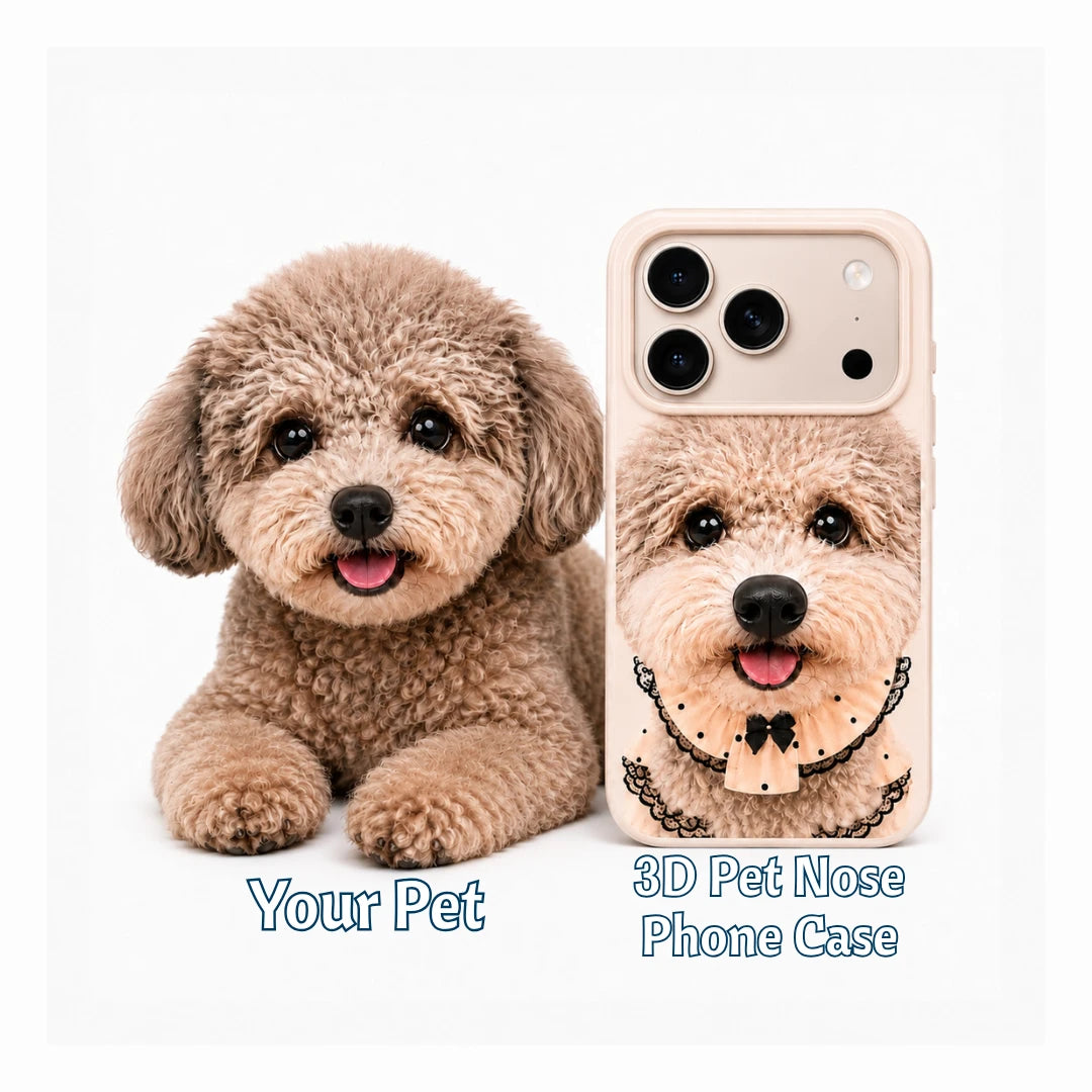 Custom dog phone case with soft 3D silicone pet nose