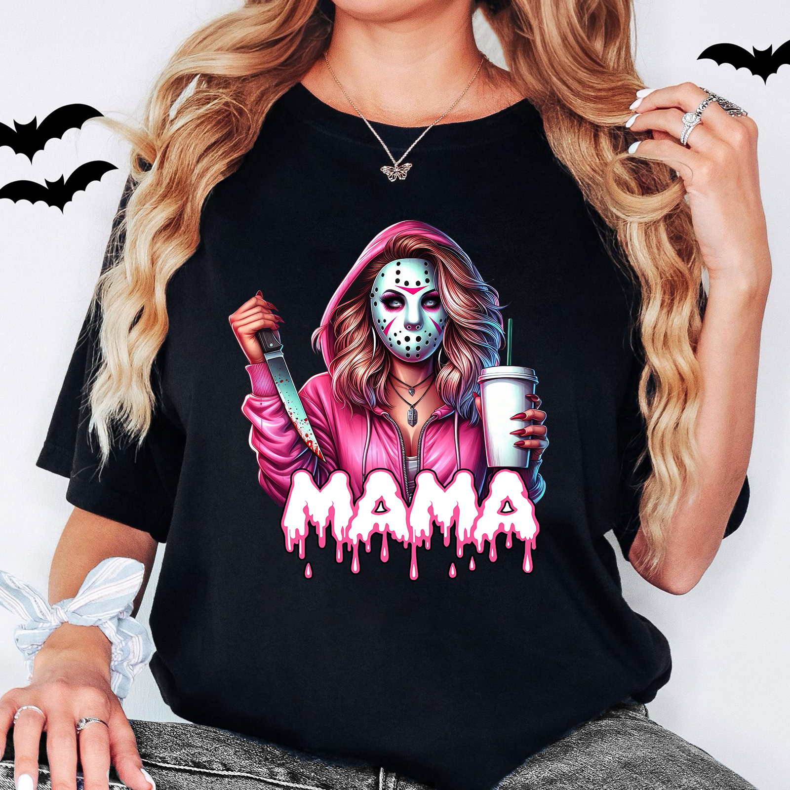 Personalized Horror Mask Mama Halloween Sweatshirt