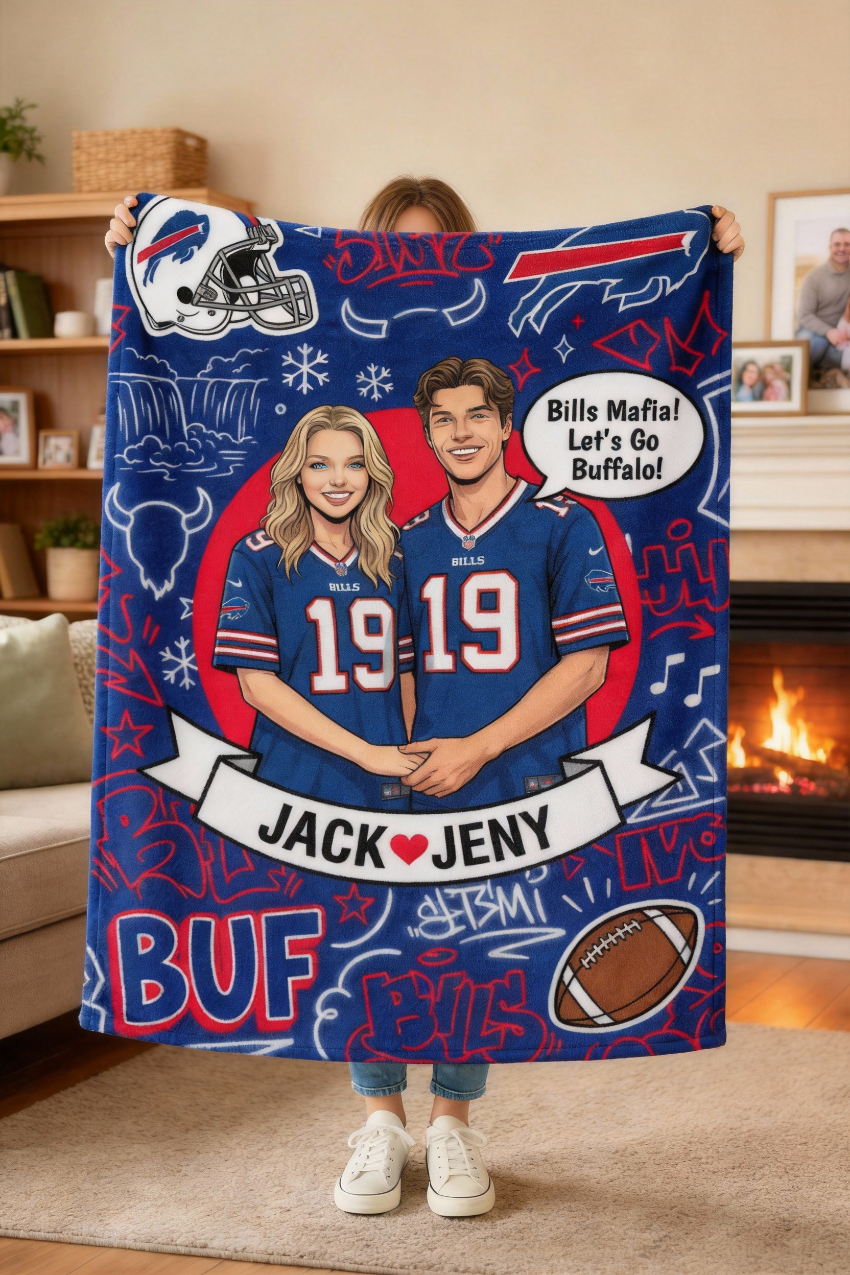 [Copy]Custom American Football Pet Blanket – Artist-Crafted Pet Player Portrait