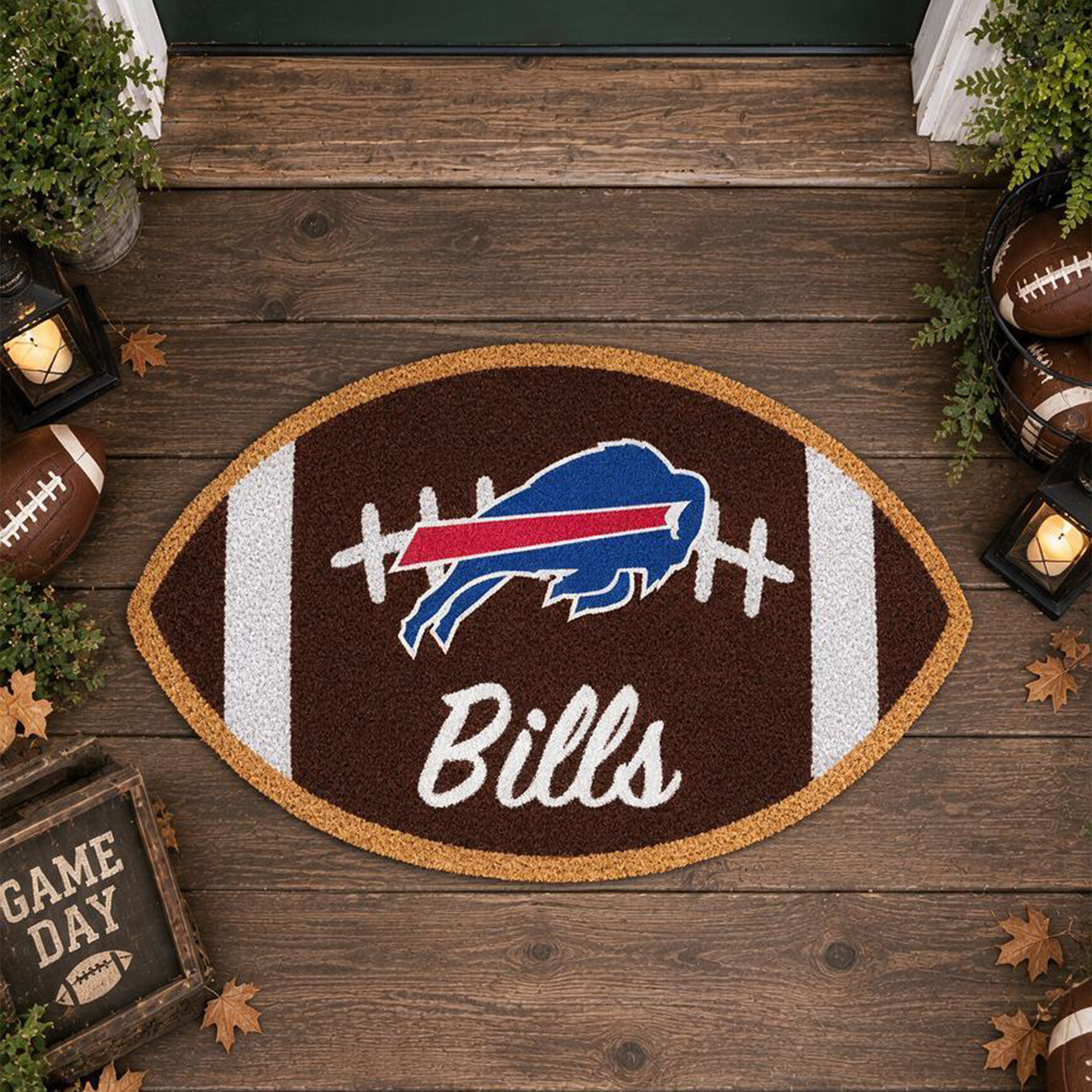 Custom American Football Football Team Inspired Tufted Doormat - Game Day Entryway & Man Cave Floor Mat