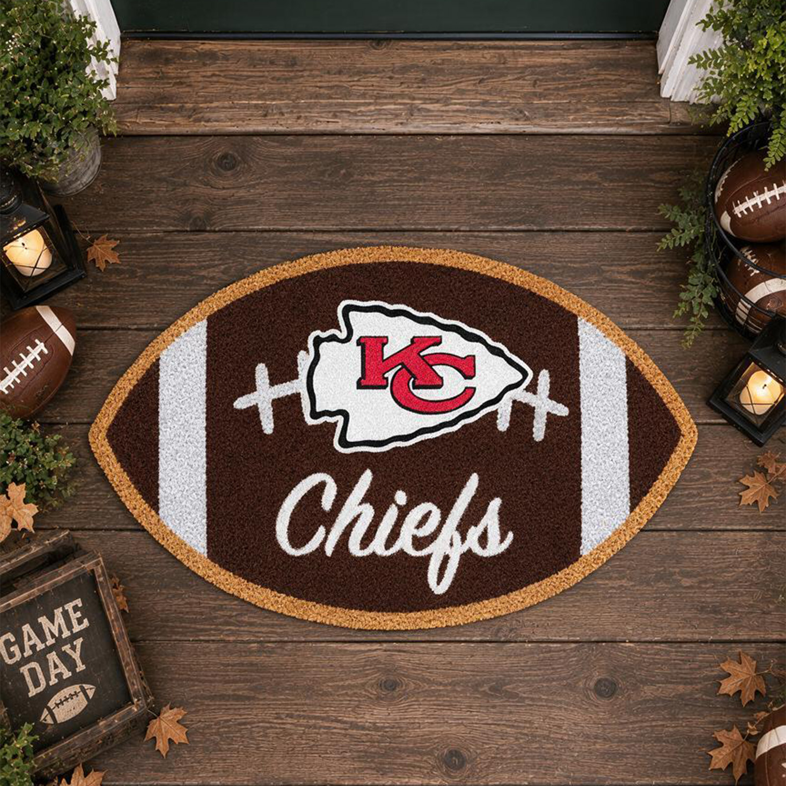 Custom American Football Football Team Inspired Tufted Doormat - Game Day Entryway & Man Cave Floor Mat