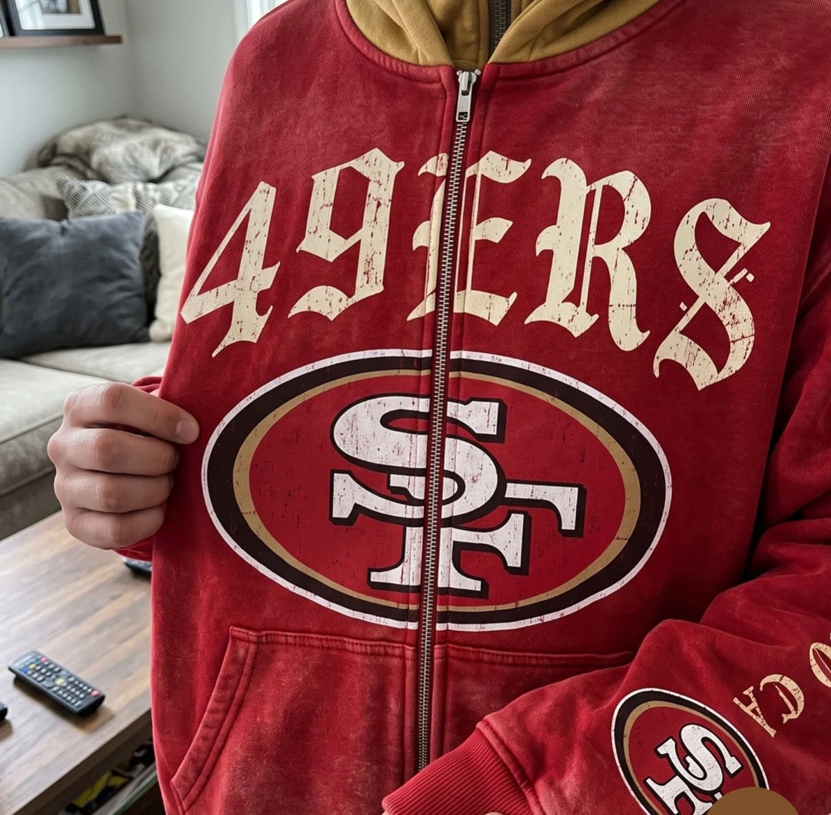 Retro Washed Full-Zip Hoodie with Built-In Facemask | Game Day Streetwear