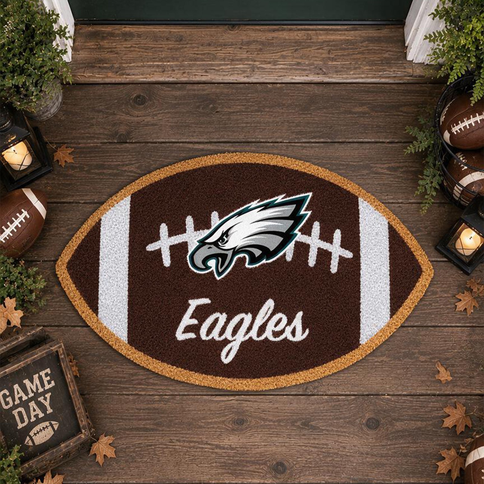 Custom American Football Football Team Inspired Tufted Doormat - Game Day Entryway & Man Cave Floor Mat
