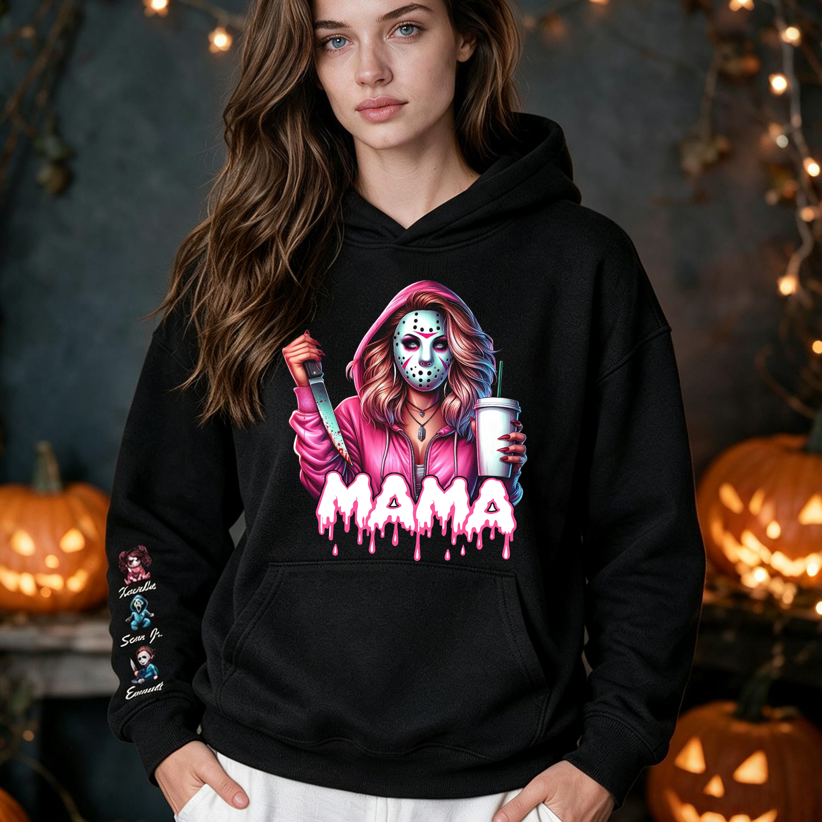 Custom Horror Spooky Mama Dad Sweatshirt For Halloween