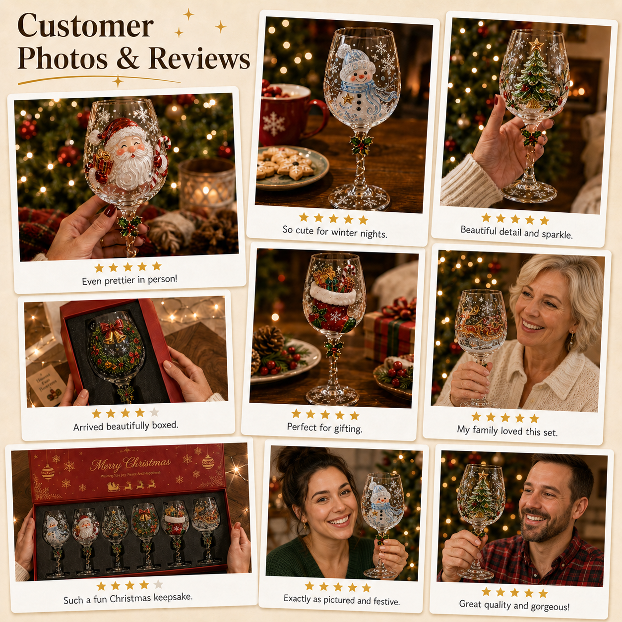 💥 Last Day 49% OFF – 🔥🎁Christmas Wine Glass Collection Gift Box Set✨