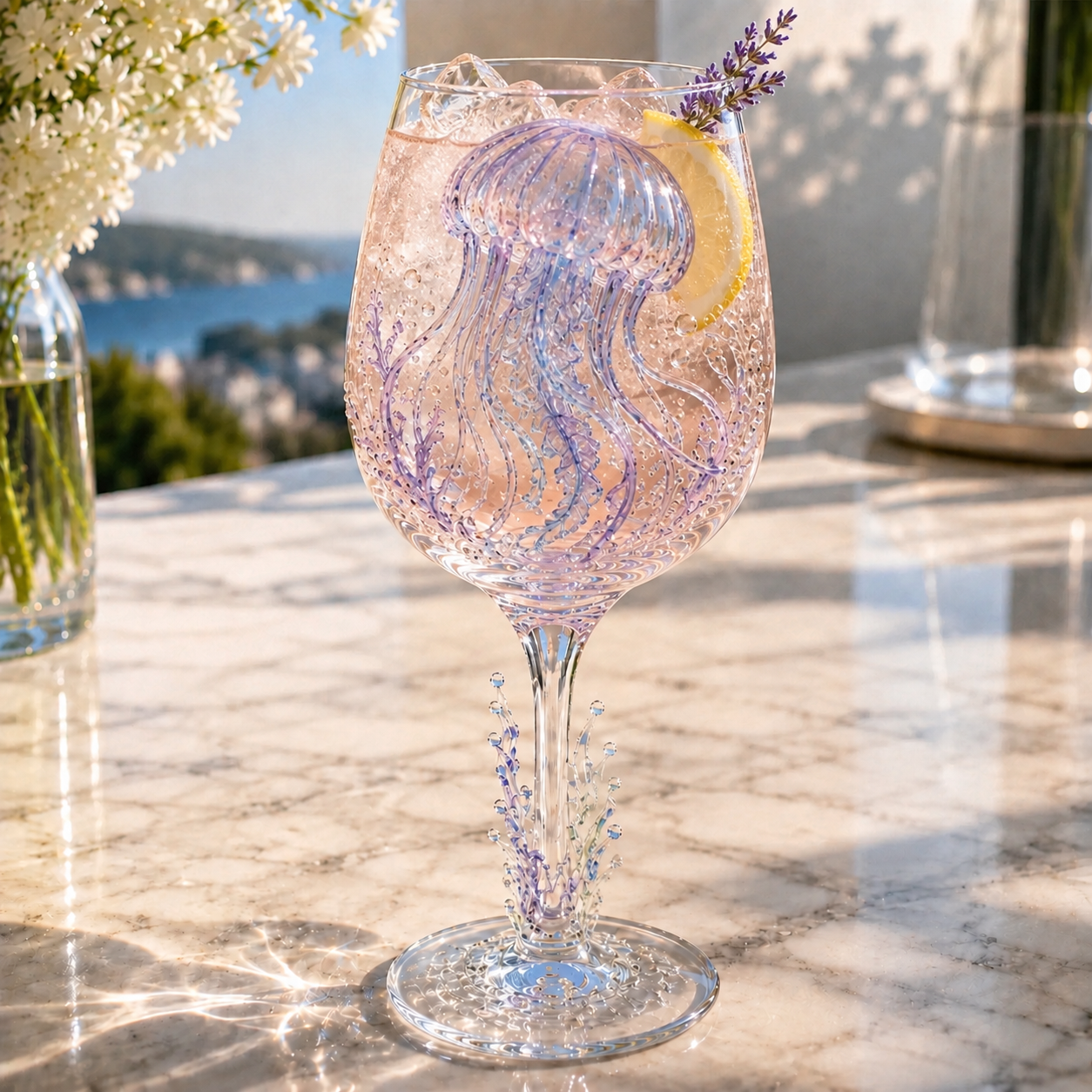 🌊Ocean Treasures Handcrafted 3D Sea Life Wine Glass Collection | Ocean‑Themed Handmade Wine Glasses Set