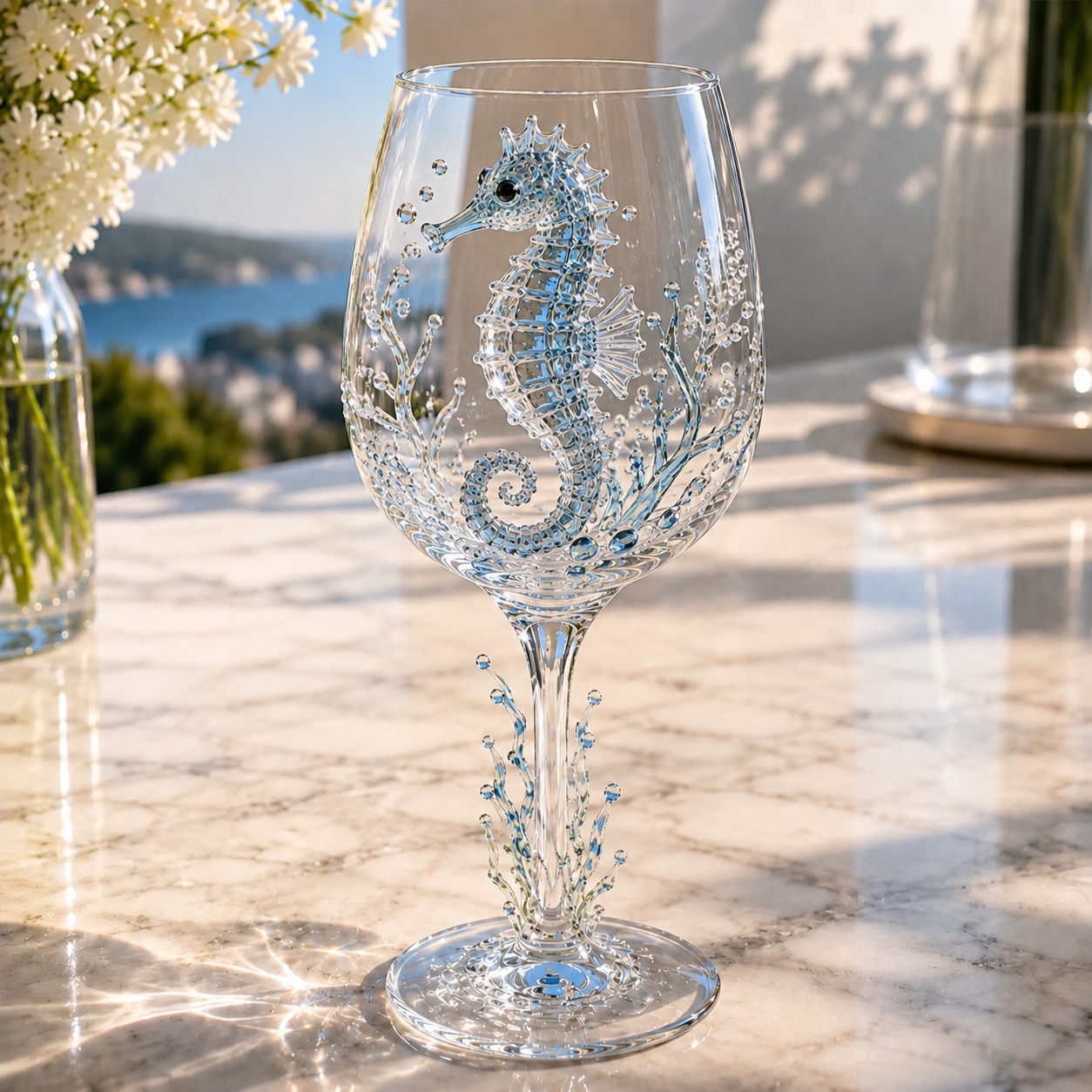 🌊Ocean Treasures Handcrafted 3D Sea Life Wine Glass Collection | Ocean‑Themed Handmade Wine Glasses Set