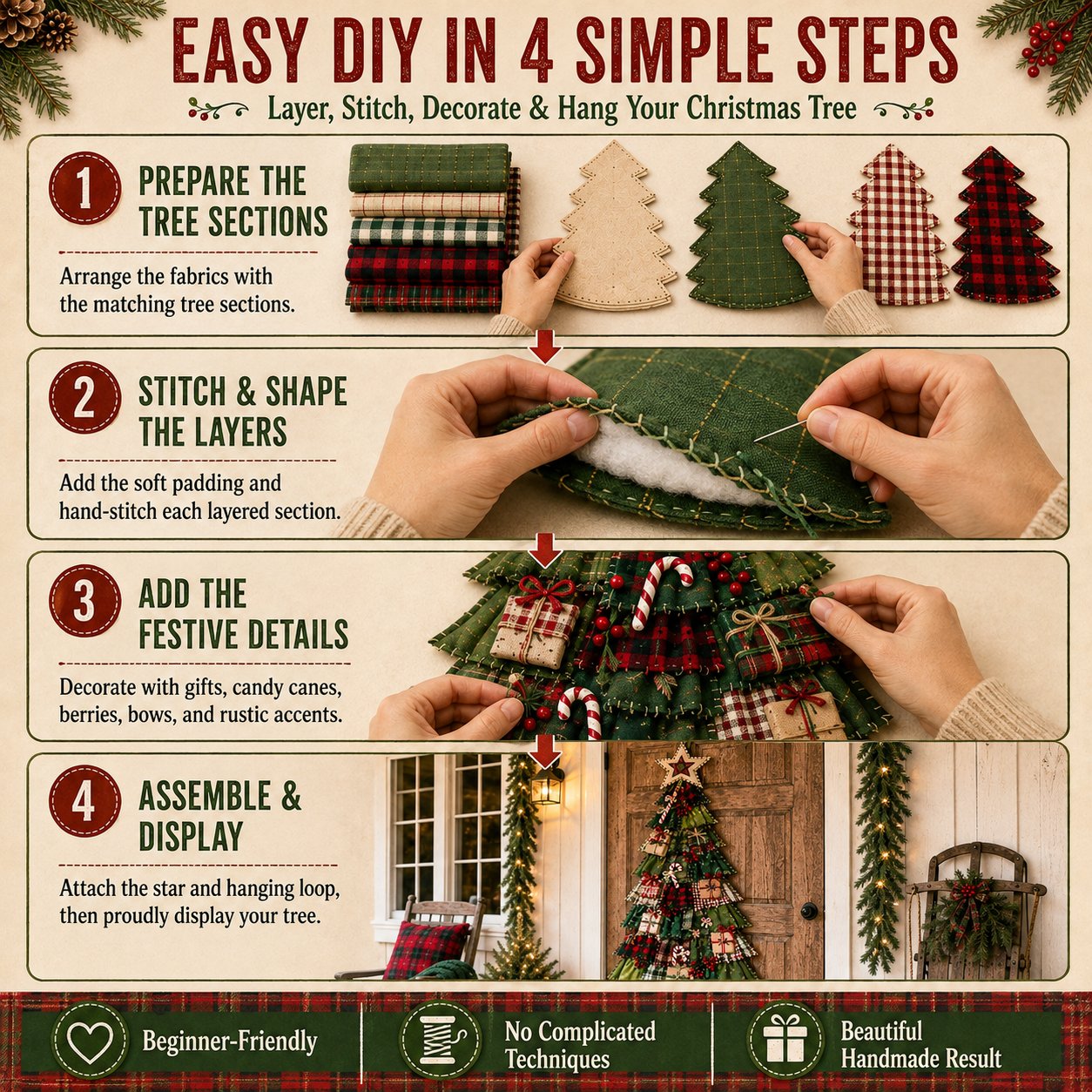 ⏳ Last Day 49% OFF – 🎄Friendly DIY Oversized Patchwork Christmas Tree Door Hanging Kit