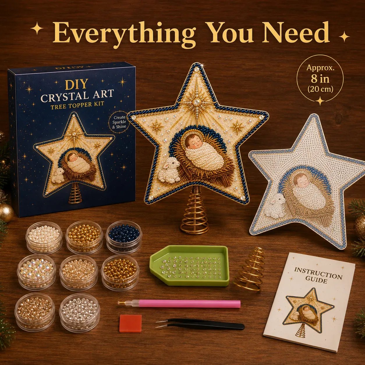 🔥LAST DAY 69% OFF - ⭐ Handcrafted  Pearl Diamond Art Tree Topper Kit