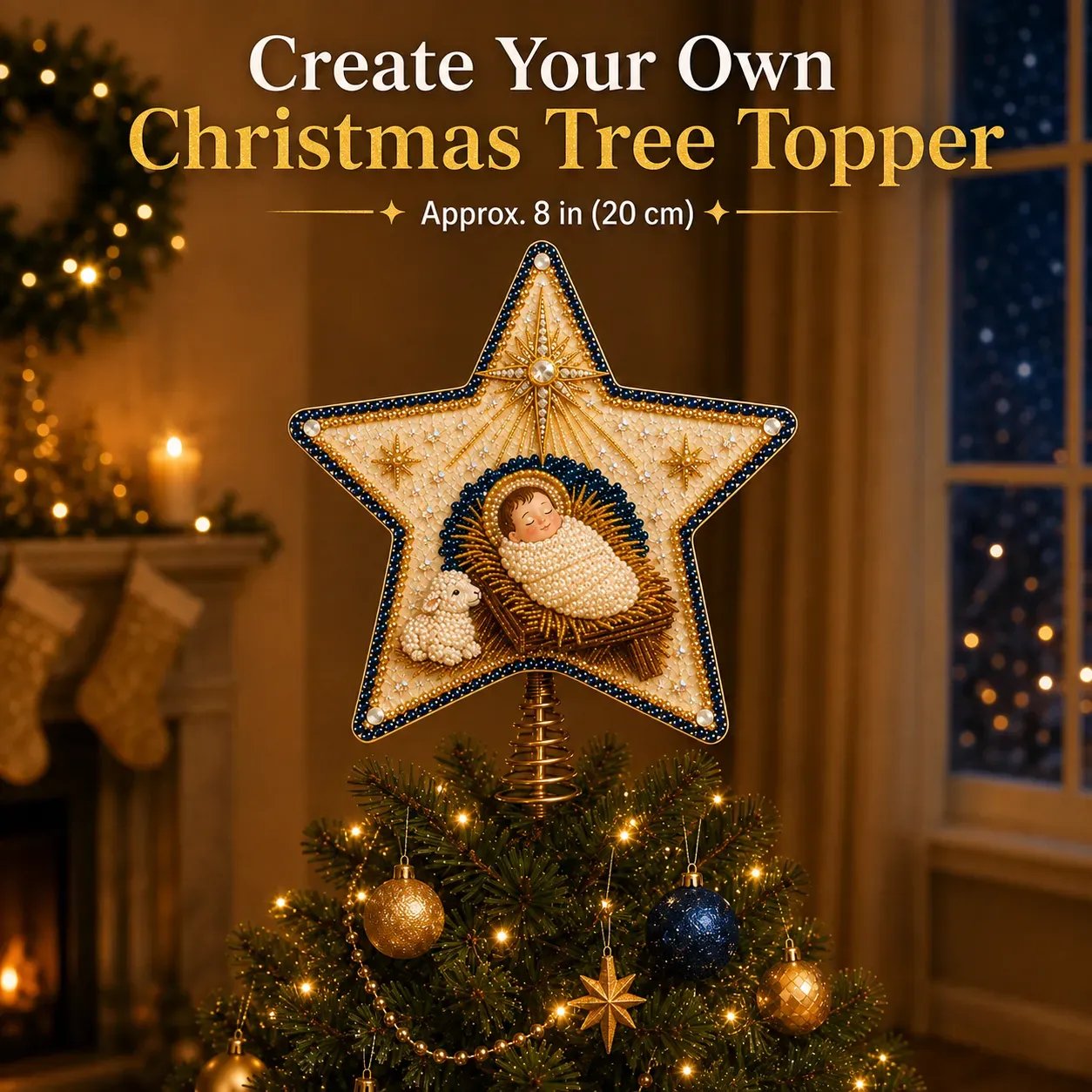 🔥LAST DAY 69% OFF - ⭐ Handcrafted  Pearl Diamond Art Tree Topper Kit